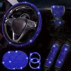 TEMU Shiny Artificial Rhinestone Car Interior Decoration 8pcs Set, Fashionable Sparkling Auto Accessories