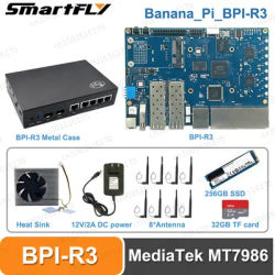 Banana Pi BPI R3 MediaTek MT7986 quad core Router Development Board,2G DDR RAM ,8G eMMC Flash Support Wi-Fi6 5 GbE network port