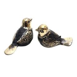 Friendly Pigeons,'Pair of Antiqued Bronze Pigeon Figurines from Bali'