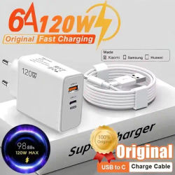 GaN Fast Charging 120W USB C PD Quick Charging USB Charger Type C PD Cable Mobile Phone Adapter For iPhone Samsung Xiaomi Huawei