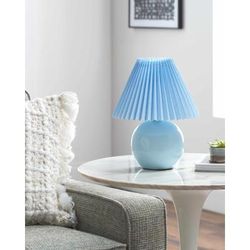 Shcheglovo 12"H x 10"W x 10"D Cottage Blue/Navy/White/Translucent Table Lamp - Boutique Rugs
