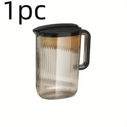 TEMU 1pc 2l Large Capacity Cold Water Pitcher With Lid - Plastic Drink Container, Teal & With Black Handles, Home Kitchen & Outdoor Camping, Water Pitcher For Fridge