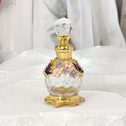 TEMU 15ml Vintage Embroidered Multi-colour Tattoo Perfume Bottle, Travel Essential Oil Dispenser Bottle With Diamond Pattern On Glass Body (no Perfume, Empty Bottle Only)