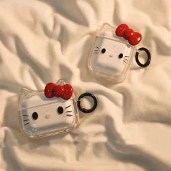 Étui AirPods 4 2024, avec nœud 3D, dessin animé KT Cat, housse transparente pour écouteurs, pour Airpods Pro2 Pro 3 2 1, housse de protection