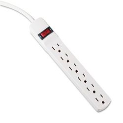 Innovera 73306 Six-Outlet Power Strip, 6-Foot Cord, 1-15/16 x 10-3/16 x 1-3/16, Ivory IVR73306