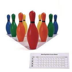 Champion Sports Plastic Bowling Pin Set, Assorted Colors, 10/Set (CSIBP10CLR)
