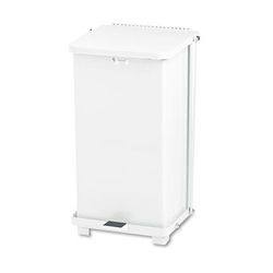 Rubbermaid FGST12EPLWH Defenders Heavy-Duty Steel Step Can, 6.5 gal, Steel, White