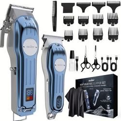 TEMU Professional Hair Clippers For Men, Cordless Metal Barber Clippers And Trimmers Set, Clippers For Hair Cutting Kit With Lcd Display, 0 Beard Hair Trimmer, Gifts For Men, Valentine's Day