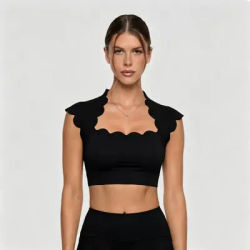 FUBEIKE sans couture femmes haut de sport petite épaule coupe ajustée col carré sport Yoga haut beauté dos course entraînement Yoga soutien-gorge