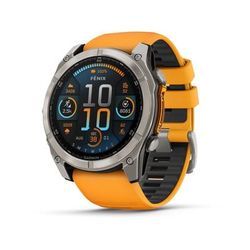 Garmin fenix 8 AMOLED 51mm GPS Watch Sapphire Titanium with Spark Orange/Graphite Silicone Band 010-02905-10
