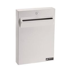 AdirOffice Large Wall Mounted Weatherproof Steel Secure Drop Box, 11 x 2.4 x 16, White (ALHI63114WHI)