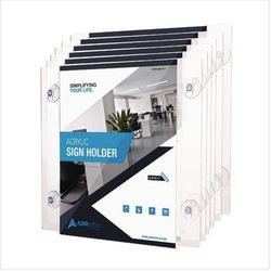 AdirOffice Suction-Mount Acrylic Window Sign Holders, 8.5 x 11, Clear, 12 Sign Holders (ALH6398511WSH12)