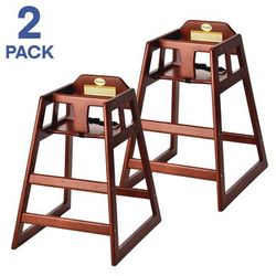 Alpine Industries Wooden Stackable High Chair, Supports up to 50 lbs, 29.02" h, Mahogany, 2/Pack (ALHALP41202MA)
