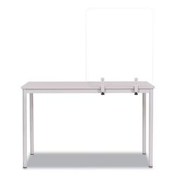 Bi-silque Visual Communication Product Inc GL2001393 Protector Series Frameless Glass Desktop Divider, 35.4 x 0.16 x 35.4, Clear/Aluminum BVCGL2001393