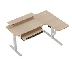 Eureka Ergonomic(R) L-Shaped Standing Desk with Keyboard Tray, Right Desk, 61.25" x 43.25" x 34.38" to 52.88", Maple White/White (EKAL60RMW)