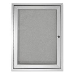 Ghent MFG PA13624VX193 1 Door Enclosed Vinyl Bulletin Board with Satin Aluminum Frame, 24 x 36, Silver Surface GHEPA13624VX193