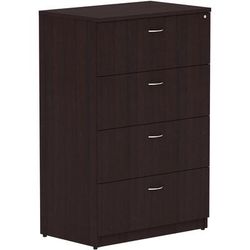 Lorell 18274 Essentials Espresso 4-drawer Lateral File, 35.5" x 22" x 54.8"Lateral File, 1" Top, 4 x File Drawer(s), Material: Polyvinyl Chloride (PVC