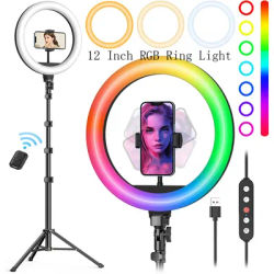26 30 CM LED Selfie Ring Light RGB Photography Lighting 59'' Tripod Stand Photo Studio Ringlight Fill Lamp For Youtube TIK Tok