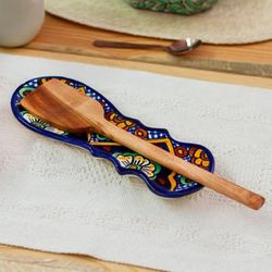 'Handcrafted Hacienda-Inspired Talavera Ceramic Spoon Rest'