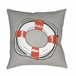 Rimma 16" Square Coastal Medium Gray/Off White/Gray/Silver Gray Outdoor Throw Pillow - Boutique Rugs