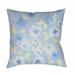 Supay 18" Square Traditional Slate Blue/Light Silver/Metallic Silver/Medium Gray Outdoor Throw Pillow - Boutique Rugs