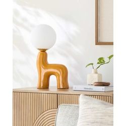 Lindoeste 17"H x 7"W x 9"D Cottage Orange/White/Translucent Table Lamp - Boutique Rugs