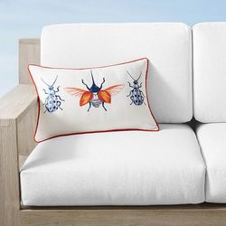 New York Botanical Garden Embroidered Beetle Indoor/Outdoor Pillow Cover - Frontgate