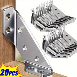 TEMU 20pcs Heavy Duty 304 Stainless Steel Corner Brackets - Thick, Multifunctional 90 Degree Support For Cabinets & Shelves, Hardware, & Rust Resistant, Ideal For Use