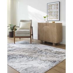 Ashlee 5'3" x 7' Modern Light Silver/Silver Gray/Prairie Dust/Metallic Silver/Gray/Sage/LightGray/MediumGray/MediumBrown/Ivory/LightBeige/White/Light Gray/Medium Gray/Medium Brown/Peach Area Rug - Boutique Rugs