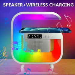 Station de chargeur sans fil, lampe de bureau, veilleuse, réveil, haut-parleur Bluetooth pour iPhone