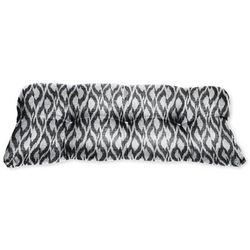 BH Performance Fabric Tufted Wicker Settee Cushion by BrylaneHome in Black Ikat Thick Patio Outdoor Bench Sofa Loveseat Padding