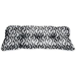 BH Performance Fabric Tufted Wicker Settee Cushion by BrylaneHome in Black Ikat Thick Patio Outdoor Bench Sofa Loveseat Padding