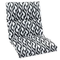 BH Performance Universal Chair Cushion by BrylaneHome in Black Ikat Patio Seat Pad for All Types of Outdoor Chairs