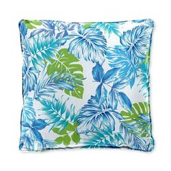 BH Outdoor Performance 16" Sq. Toss Pillow by BrylaneHome in Blue Fern Outdoor Patio Accent Pillow Cushion
