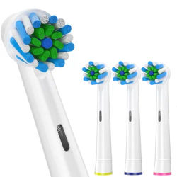 4 têtes de brosse à dents, compatibles avec les brosses à dents électriques Braun Oral-B, têtes de brosse de remplacement pour les modèles Vitality Pro 1000 et 2000.