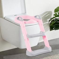 TEMU Potty Training Seat With Steps, Adjustable For Toddlers, Includes A Toilet Ladder For Kids, Foldable Design For Space-saving, And Features Non-slip Safety.
