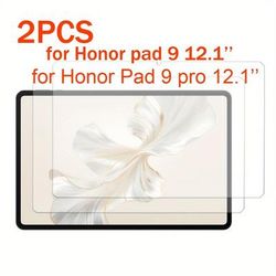 "TEMU 2pcs Tempered Glass Screen Protector For Honor Pad 10 2025/ For Honor Pad 9/12.1" & 9 Pro 12.1" 2024 Tablets - 9h Hardness Anti-scratch Protective Film,"