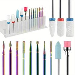 TEMU 10/11/13/19pcs/box Professional Ceramic Nail Drill Bit Set Electric Manicure Nail File Bit For Acrylic Gel Nails And Cuticles