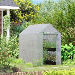 TEMU Walk In Garden Greenhouse W/shelves Steeple Canopies 186l X 120w 190hcm White