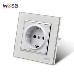 WESA EU Standard Wall Socket White Mirror Acrylic Flame Retardant Panel Power Socket 16A Electrical Outlet Standard Ground News