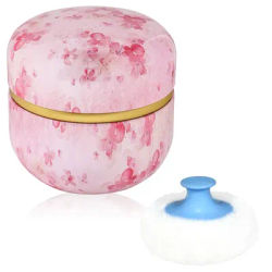 Body Powder Case with Powder Puffs Powder Container Tea Box for Baby and Women Powder Puffs and Powder Case for Travel