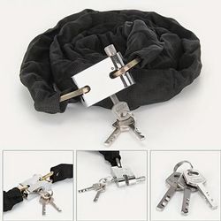 TEMU 1 Heavy Stainless Steel Motorcycle Chain Lock, 80cm Polished Surface, Knob Controller, Black - Safety Bicycle And Bicycle Padlock, Bicycle Lock