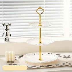 TEMU 1pc Elegant Plastic 3-tier Candy Stand, Multi- Contact Safe Serving Tray For Desserts, Fruit, And Pastries, Weddings, Birthdays, And