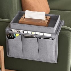 TEMU Hanging Storage Bag For Sofa & Chair - Non-woven Fabric, Gray, Ideal For Remote Controls & More, Pmmj