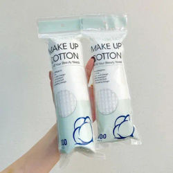 100pcs/200pcs soft and breathable round cotton pad with double-sided texture is used for daily facial cleaning and makeup remova