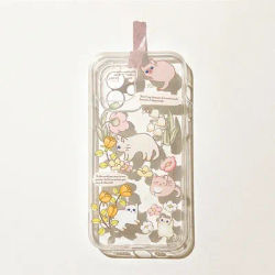 Luxury Flower Cat Pattern Phone Case For iPhone 16 15 14 13 12 11 Mini Pro Max X XR XSMax 7 8 Plus Clear Soft TPU Back Cover