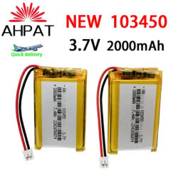 103450 3.7V 2000mAh Polymer Lithium Rechargeable Battery jst PH 2.0mm 2pin plug for Camera GPS navigator MP5 Bluetooth Headset