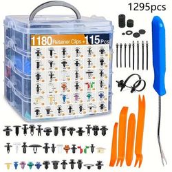TEMU 1000/1295pcs Car Retainer Clips And Auto Fasteners Assortment-36 Most Popular Sizes Nylon Bumper Fender Rivets With 10 Cable Ties For Gm For Ford For For For For Benz For For For , Etc.