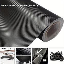 TEMU 50x200cm 3d Carbon Fiber Vinyl Wrap - Self-adhesive, Waterproof, Durable Film Protector For Most Cars And Motorcycles