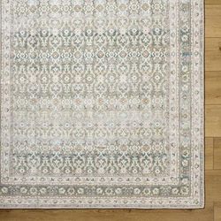 Rainier 7'10" x 10'2" Traditional Green/Brown Washable Area Rug - Boutique Rugs